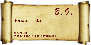 Bondor Ida névjegykártya